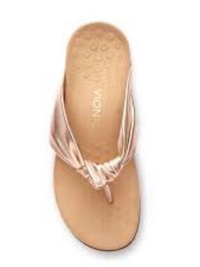 Vionic Rose Gold Metallic Knotted Thong Sandals